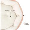 imageBedsure Dog Bed for Medium Dogs  Round Washable Medium Pet Bed AntiSlip Donut Fluffy Plush Indoor Fur Cat Bed 28 inches CamelPeach Pink