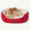 imageBedsure Dog Bed for Medium Dogs  Round Washable Medium Pet Bed AntiSlip Donut Fluffy Plush Indoor Fur Cat Bed 28 inches CamelSavvy Red