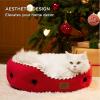 imageBedsure Dog Bed for Medium Dogs  Round Washable Medium Pet Bed AntiSlip Donut Fluffy Plush Indoor Fur Cat Bed 28 inches CamelSavvy Red