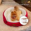 imageBedsure Dog Bed for Medium Dogs  Round Washable Medium Pet Bed AntiSlip Donut Fluffy Plush Indoor Fur Cat Bed 28 inches CamelSavvy Red