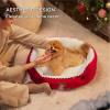 imageBedsure Dog Bed for Medium Dogs  Round Washable Medium Pet Bed AntiSlip Donut Fluffy Plush Indoor Fur Cat Bed 28 inches CamelSavvy Red