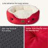 imageBedsure Dog Bed for Medium Dogs  Round Washable Medium Pet Bed AntiSlip Donut Fluffy Plush Indoor Fur Cat Bed 28 inches CamelSavvy Red