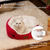 imageBedsure Dog Bed for Medium Dogs  Round Washable Medium Pet Bed AntiSlip Donut Fluffy Plush Indoor Fur Cat Bed 28 inches CamelSavvy Red