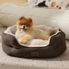 imageBedsure Dog Bed for Medium Dogs  Round Washable Medium Pet Bed AntiSlip Donut Fluffy Plush Indoor Fur Cat Bed 28 inches CamelSelf Warming Brown