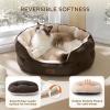 imageBedsure Dog Bed for Medium Dogs  Round Washable Medium Pet Bed AntiSlip Donut Fluffy Plush Indoor Fur Cat Bed 28 inches CamelSelf Warming Brown