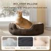 imageBedsure Dog Bed for Medium Dogs  Round Washable Medium Pet Bed AntiSlip Donut Fluffy Plush Indoor Fur Cat Bed 28 inches CamelSelf Warming Brown