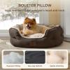 imageBedsure Dog Bed for Medium Dogs  Round Washable Medium Pet Bed AntiSlip Donut Fluffy Plush Indoor Fur Cat Bed 28 inches CamelSelf Warming Brown
