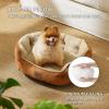 imageBedsure Dog Bed for Medium Dogs  Round Washable Medium Pet Bed AntiSlip Donut Fluffy Plush Indoor Fur Cat Bed 28 inches CamelTerracotta