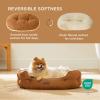 imageBedsure Dog Bed for Medium Dogs  Round Washable Medium Pet Bed AntiSlip Donut Fluffy Plush Indoor Fur Cat Bed 28 inches CamelTerracotta