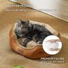 imageBedsure Dog Bed for Medium Dogs  Round Washable Medium Pet Bed AntiSlip Donut Fluffy Plush Indoor Fur Cat Bed 28 inches CamelTerracotta