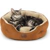 imageBedsure Dog Bed for Medium Dogs  Round Washable Medium Pet Bed AntiSlip Donut Fluffy Plush Indoor Fur Cat Bed 28 inches CamelTerracotta