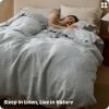imageBedsure 100 Linen Duvet Cover King Size Washed 170 GMS European FlaxLinen Soft 3pcs Bedding Set with Button Closure for Farmhouse Natural Texture Breathable for Hot Sleeper Grey KingNorthern Droplet Grey No Comforter