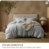 imageBedsure 100 Linen Duvet Cover King Size Washed 170 GMS European FlaxLinen Soft 3pcs Bedding Set with Button Closure for Farmhouse Natural Texture Breathable for Hot Sleeper Grey KingNorthern Droplet Grey No Comforter