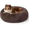 imageBedsure Calming Dog Beds Large Sized Dog  36in Donut Washable Large Pet BedAntiSlip Removable Cover420GSM Round AntiAnxiety Fluffy Plush Faux Fur Bed Fits up to 80 lbs PetsPlus VersionChestnut Brown