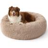 imageBedsure Calming Dog Beds Large Sized Dog  36in Donut Washable Large Pet BedAntiSlip Removable Cover420GSM Round AntiAnxiety Fluffy Plush Faux Fur Bed Fits up to 80 lbs PetsPlus VersionCamel