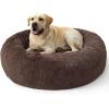 imageBedsure Calming Dog Beds Large Sized Dog  36in Donut Washable Large Pet BedAntiSlip Removable Cover420GSM Round AntiAnxiety Fluffy Plush Faux Fur Bed Fits up to 80 lbs PetsPlus VersionChestnut Brown