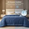 imageBedsure Comforter Duvet Insert  Quilted Comforters Queen Size All Season Duvet GentleSoft Down Alternative Bedding with 8 Tabs Gifts for WomenMen White Queen 88 x 88 InchesDark Slate Blue