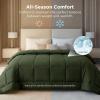 imageBedsure Comforter Duvet Insert  Quilted Comforters Queen Size All Season Duvet GentleSoft Down Alternative Bedding with 8 Tabs Gifts for WomenMen White Queen 88 x 88 InchesOlive Green