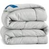 imageBedsure Comforter Duvet Insert  Quilted Comforters Queen Size All Season Duvet GentleSoft Down Alternative Bedding with 8 Tabs Gifts for WomenMen White Queen 88 x 88 InchesLight Grey