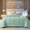 imageBedsure Comforter Duvet Insert  Quilted Comforters Queen Size All Season Duvet GentleSoft Down Alternative Bedding with 8 Tabs Gifts for WomenMen White Queen 88 x 88 InchesSage Green