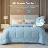 imageBedsure Comforter Duvet Insert  Quilted Comforters Queen Size All Season Duvet GentleSoft Down Alternative Bedding with 8 Tabs Gifts for WomenMen White Queen 88 x 88 InchesLight Spa Blue