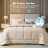 imageBedsure Comforter Duvet Insert  Quilted Comforters Queen Size All Season Duvet GentleSoft Down Alternative Bedding with 8 Tabs Gifts for WomenMen White Queen 88 x 88 InchesLinen