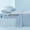 imageBedsure Cooling Sheets Queen Size Cooling Bed Sheets for Hot Sleepers Chill Cool Sheet Deep Pocket Up to 18 Inches Soft amp Breathable Queen Sheet Set 4 Pieces White04  Blue