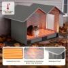 imageBedsure Heated Outdoor Cat HouseExtra Wide Weatherproof and Warming Feral Cat Shelter with Raised Base in Winter Waterproof Insulated Outside Pet Hideout for Stray Kitty 225x125x1325inches GreyPolyester