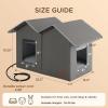 imageBedsure Heated Outdoor Cat HouseExtra Wide Weatherproof and Warming Feral Cat Shelter with Raised Base in Winter Waterproof Insulated Outside Pet Hideout for Stray Kitty 225x125x1325inches GreyPolyester