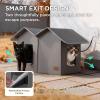 imageBedsure Heated Outdoor Cat HouseExtra Wide Weatherproof and Warming Feral Cat Shelter with Raised Base in Winter Waterproof Insulated Outside Pet Hideout for Stray Kitty 225x125x1325inches GreyPolyester