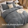imageBedsure Removable Cover with Comforter Duvet Insert Queen  4 Pieces White Prewashed Soft Bedding Set for All Seasons Use Includes 1 Duvet Cover 1 Comforter 2 Pillow ShamsDark Gray