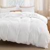 imageBedsure Removable Cover with Comforter Duvet Insert Queen  4 Pieces White Prewashed Soft Bedding Set for All Seasons Use Includes 1 Duvet Cover 1 Comforter 2 Pillow ShamsWhite