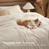 imageBedsure Removable Cover with Comforter Duvet Insert Queen  4 Pieces White Prewashed Soft Bedding Set for All Seasons Use Includes 1 Duvet Cover 1 Comforter 2 Pillow ShamsBeige