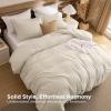 imageBedsure Removable Cover with Comforter Duvet Insert Queen  4 Pieces White Prewashed Soft Bedding Set for All Seasons Use Includes 1 Duvet Cover 1 Comforter 2 Pillow ShamsBeige
