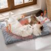 imageBedsure Self Warming Cat Bed Extra Warm Self Heating Mat for Cats amp Dogs Non Electric AntiSlip Medium Thermal Pet Pad Indoor with Removable Washable Cover 29 x 19BrownGrey