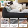 imageBedsure SupportMax XL Pro Orthopedic Dog Beds Large Sized Dog  Extra Thick Supportive Dogs Couch with Waterproof Washable Cover Extra Large Comfort Pet Sofa with Soft Sherpa amp Nonskid Bottom BeigeGrey