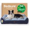 imageBedsure SupportMax XL Pro Orthopedic Dog Beds Large Sized Dog  Extra Thick Supportive Dogs Couch with Waterproof Washable Cover Extra Large Comfort Pet Sofa with Soft Sherpa amp Nonskid Bottom BeigeNavy