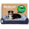 imageBedsure SupportMax XL Pro Orthopedic Dog Beds Large Sized Dog  Extra Thick Supportive Dogs Couch with Waterproof Washable Cover Extra Large Comfort Pet Sofa with Soft Sherpa amp Nonskid Bottom BeigeNavy