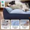 imageBedsure SupportMax XL Pro Orthopedic Dog Beds Large Sized Dog  Extra Thick Supportive Dogs Couch with Waterproof Washable Cover Extra Large Comfort Pet Sofa with Soft Sherpa amp Nonskid Bottom BeigeNavy