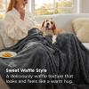 imageBedsure Waffle Couch Throw Blanket  GentleSoft Fleece Cozy Blanket for Sofa Bed Room Decor Super Fluffy Checkered Throw for Women Girls Warm Cute All Season Gift Tan 50x60 InchesDark Grey