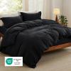 imageBedsure White Duvet Cover Full Size  3 Pieces Prewashed Extra Soft CottonLike Polyester Bedding Set Includes 1 Duvet Cover 80x90 Inches with Zipper Closure amp 2 Pillow Shams Comforter Not Included07  Black No Comforter