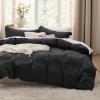 imageBedsure White Duvet Cover Full Size  3 Pieces Prewashed Extra Soft CottonLike Polyester Bedding Set Includes 1 Duvet Cover 80x90 Inches with Zipper Closure amp 2 Pillow Shams Comforter Not Included07  Black No Comforter