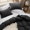 imageBedsure White Duvet Cover Full Size  3 Pieces Prewashed Extra Soft CottonLike Polyester Bedding Set Includes 1 Duvet Cover 80x90 Inches with Zipper Closure amp 2 Pillow Shams Comforter Not Included07  Black No Comforter