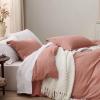 imageBedsure White Duvet Cover Full Size  3 Pieces Prewashed Extra Soft CottonLike Polyester Bedding Set Includes 1 Duvet Cover 80x90 Inches with Zipper Closure amp 2 Pillow Shams Comforter Not Included09  Pink Clay No Comforter