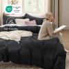 imageBedsure White Duvet Cover Full Size  3 Pieces Prewashed Extra Soft CottonLike Polyester Bedding Set Includes 1 Duvet Cover 80x90 Inches with Zipper Closure amp 2 Pillow Shams Comforter Not Included07  Black No Comforter