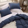 imageBedsure White Duvet Cover Full Size  3 Pieces Prewashed Extra Soft CottonLike Polyester Bedding Set Includes 1 Duvet Cover 80x90 Inches with Zipper Closure amp 2 Pillow Shams Comforter Not Included05  Navy No Comforter
