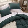 imageBedsure White Duvet Cover Full Size  3 Pieces Prewashed Extra Soft CottonLike Polyester Bedding Set Includes 1 Duvet Cover 80x90 Inches with Zipper Closure amp 2 Pillow Shams Comforter Not Included03  Forest Green No Comforter
