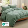 imageBedsure White Duvet Cover Full Size  3 Pieces Prewashed Extra Soft CottonLike Polyester Bedding Set Includes 1 Duvet Cover 80x90 Inches with Zipper Closure amp 2 Pillow Shams Comforter Not Included03  Sage Green No Comforter