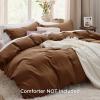imageBedsure White Duvet Cover Full Size  3 Pieces Prewashed Extra Soft CottonLike Polyester Bedding Set Includes 1 Duvet Cover 80x90 Inches with Zipper Closure amp 2 Pillow Shams Comforter Not Included02  Brown No Comforter
