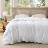 imageBedsure White Duvet Cover Full Size  3 Pieces Prewashed Extra Soft CottonLike Polyester Bedding Set Includes 1 Duvet Cover 80x90 Inches with Zipper Closure amp 2 Pillow Shams Comforter Not Included00  White No Comforter